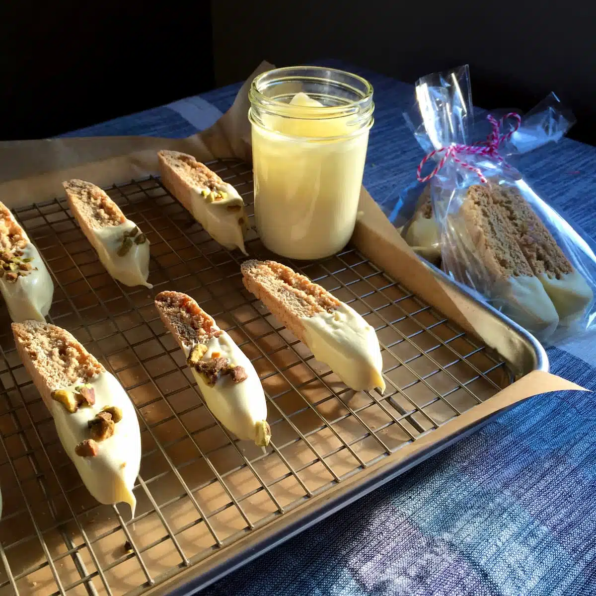 a tray of biscotti.