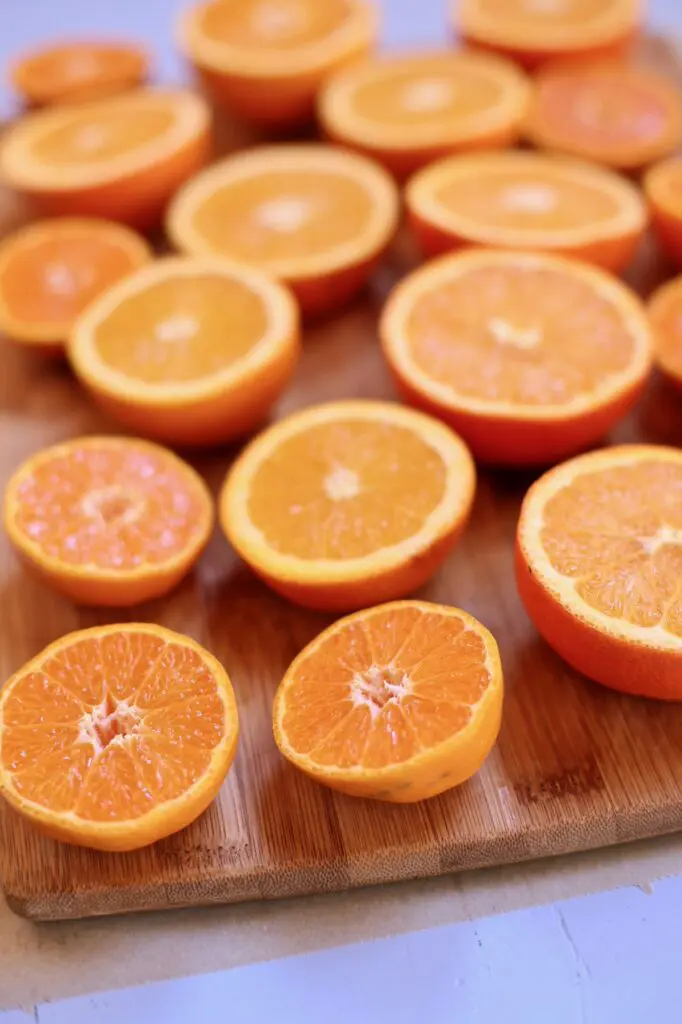 cut citrus on a cutting board