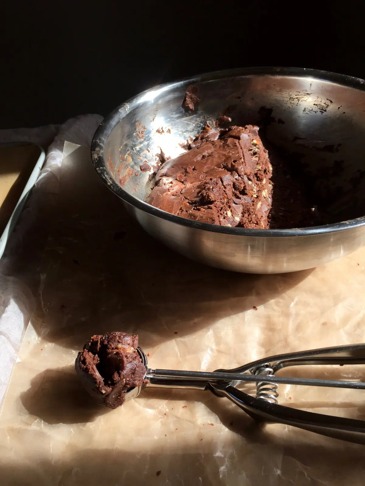 cookie dough being scooped