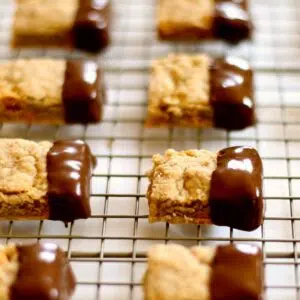 shortbread cookies on a cooling rack.