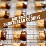 a pinterest image of shortbread on a cooling rack.