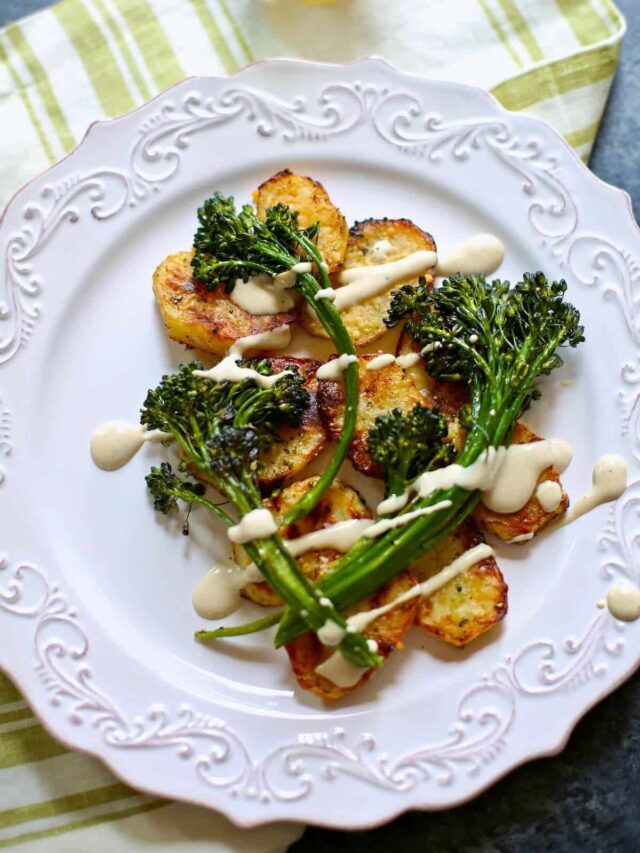 Parmesan Potatoes with Broccolini