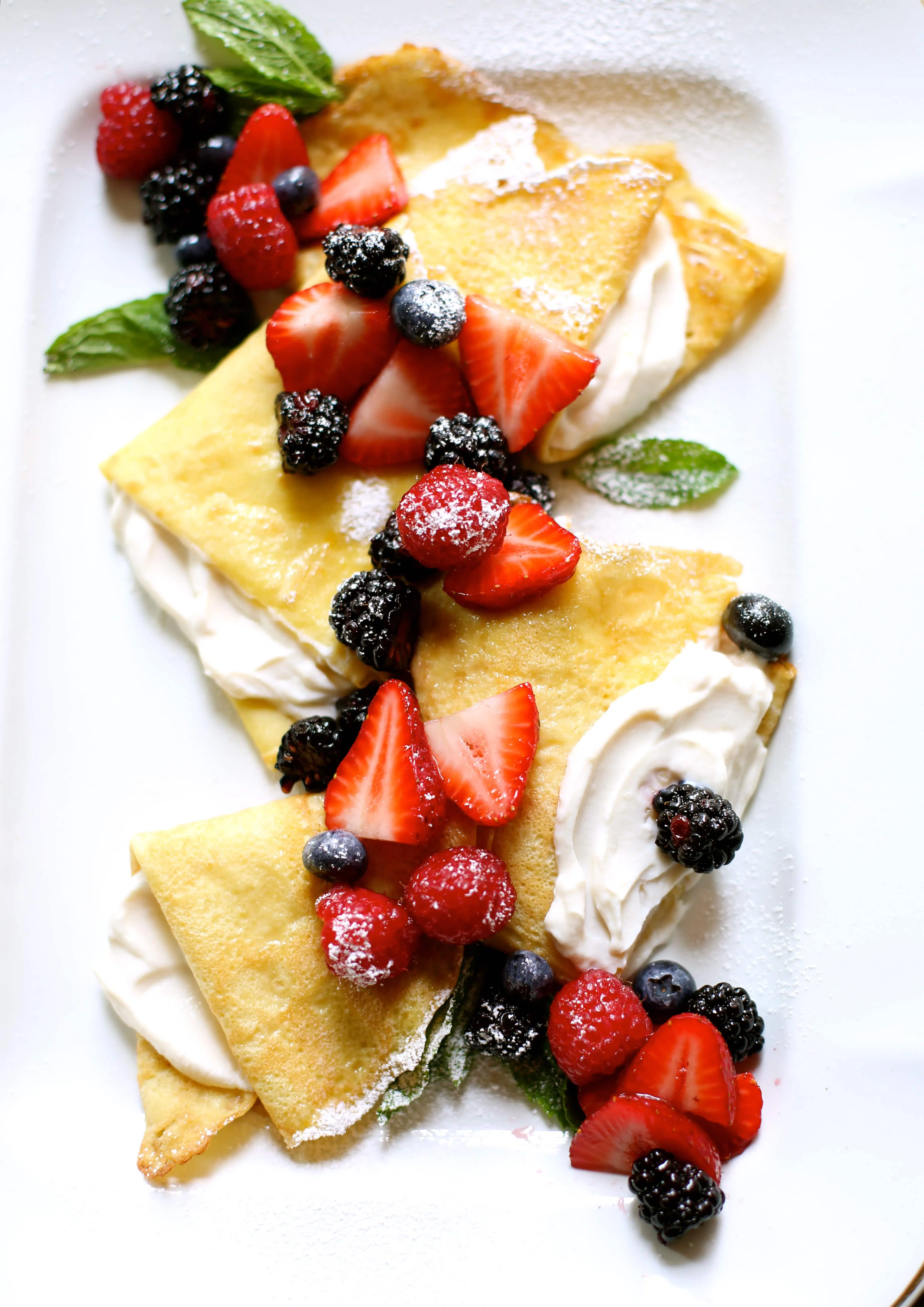 Fresh Berry Crepes with Whipped Ricotta Cheese 