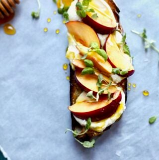 toast with fruit on a table