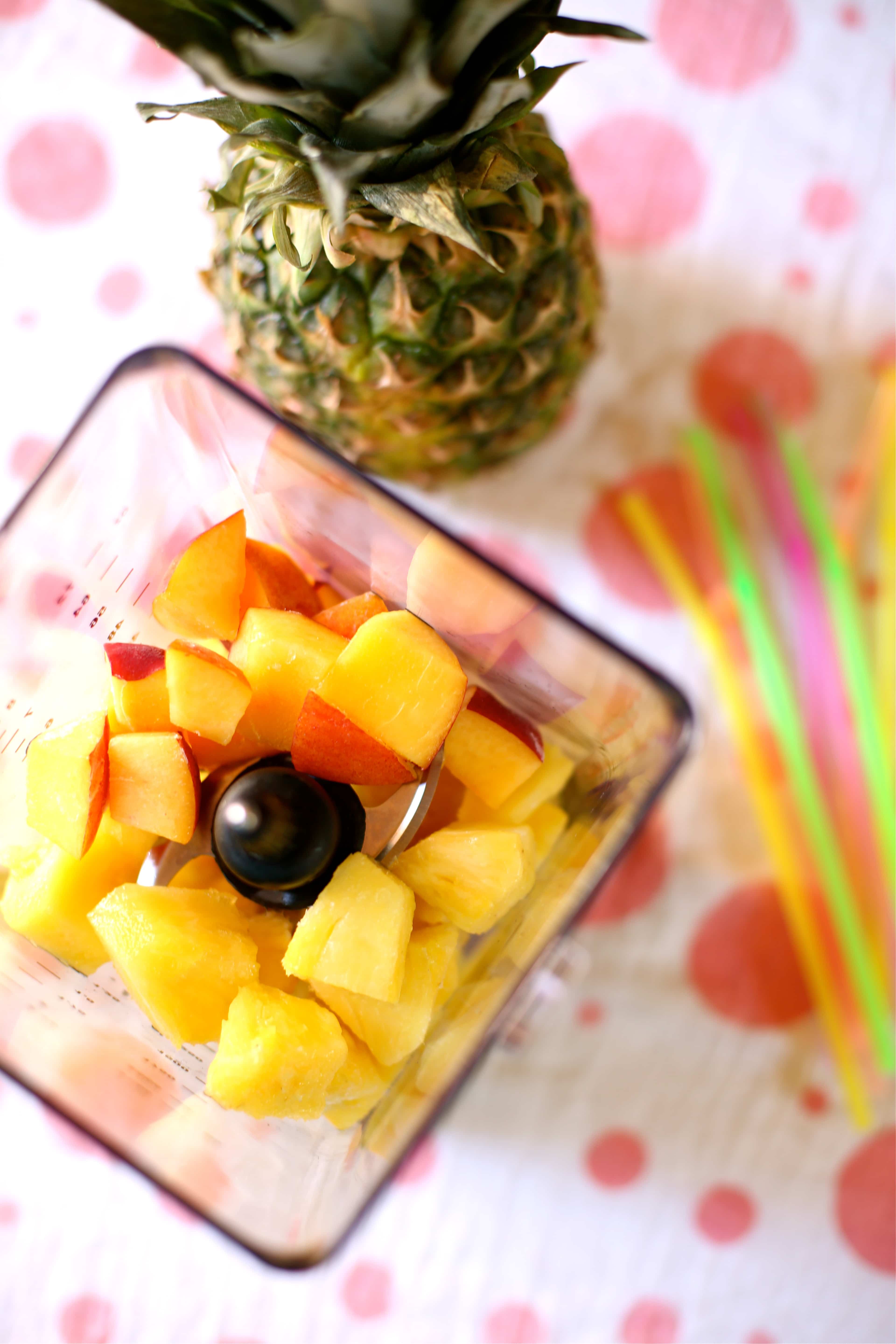 fresh fruit, cut inside a blender