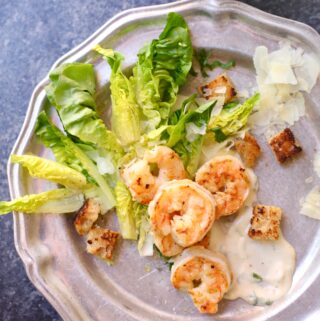 salad on a silver plate