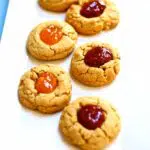 Cookies with jam on a white platter