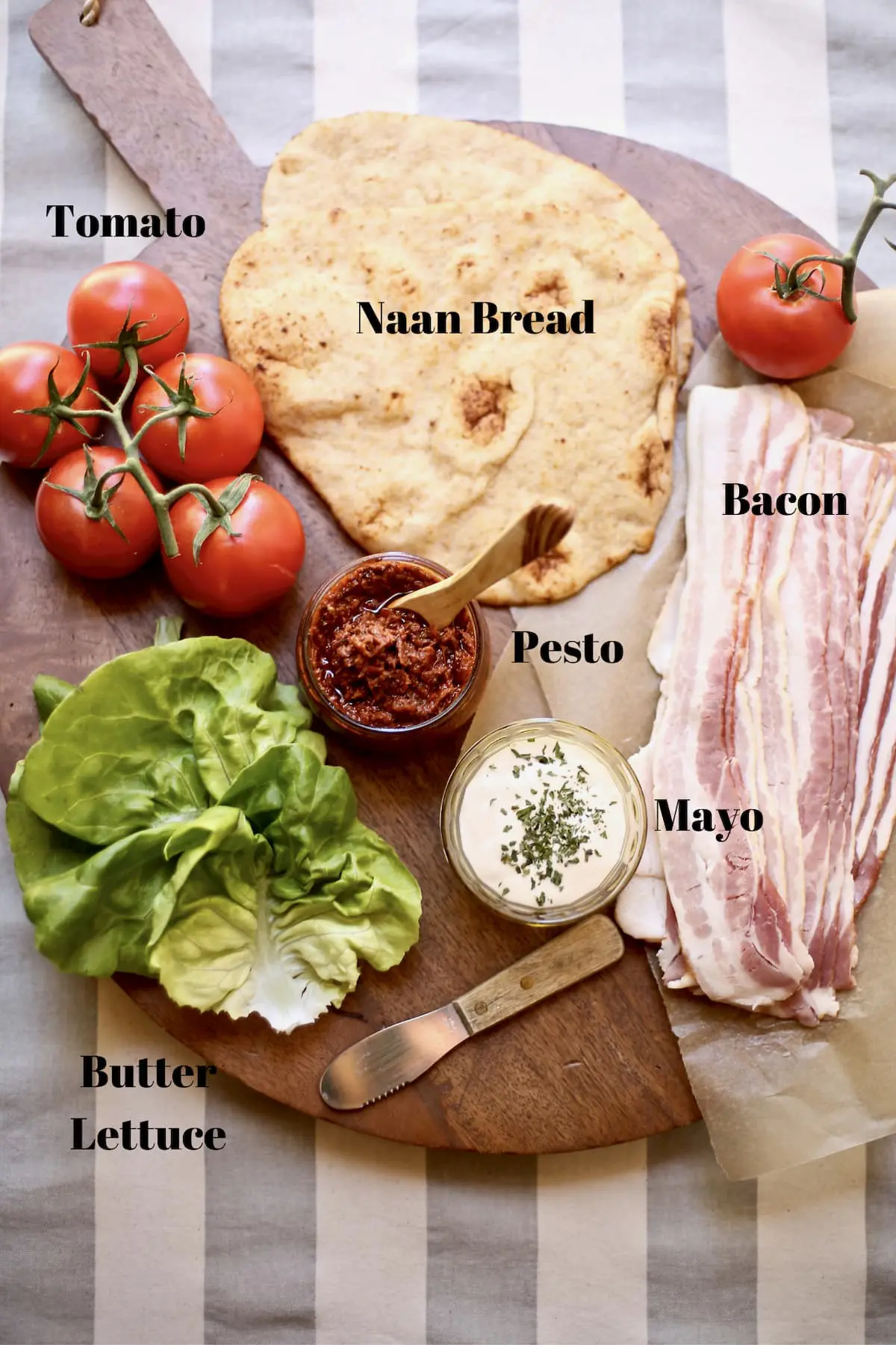 ingredients for BLT on a cutting board