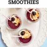 3 cherry smoothies on a white plate with text