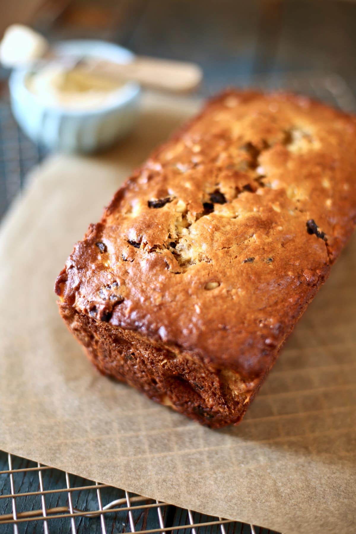 banana bread on a table