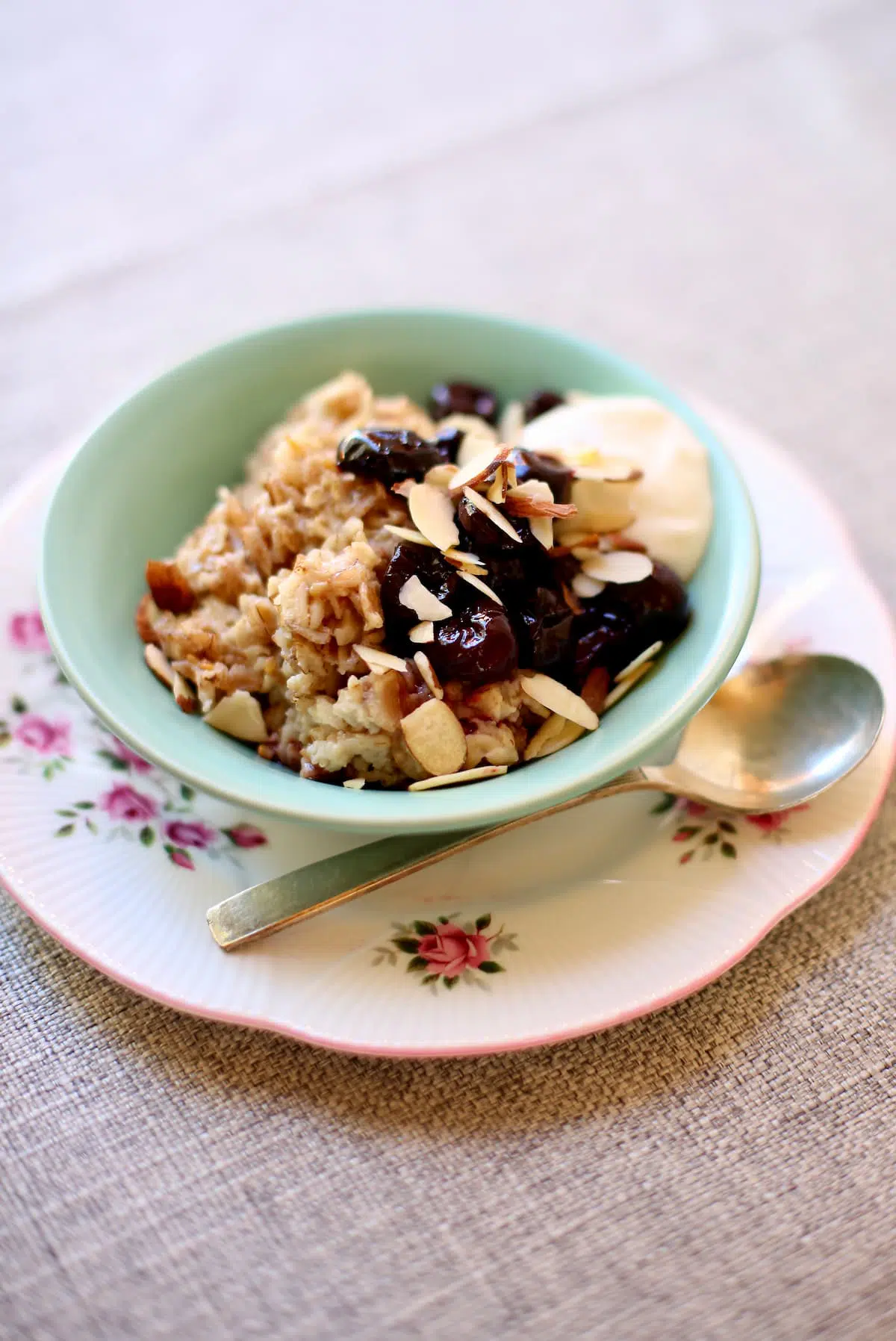 a bowl of oatmeal, closer shot.