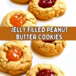 a pinterest image of peanut butter cookies with text overlay.