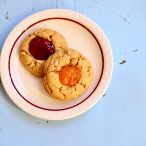 a square image of cookies on a plate.