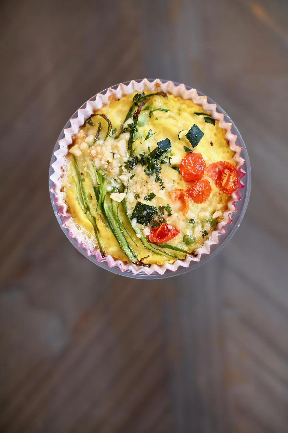 close up photo of a vegetable frittata 