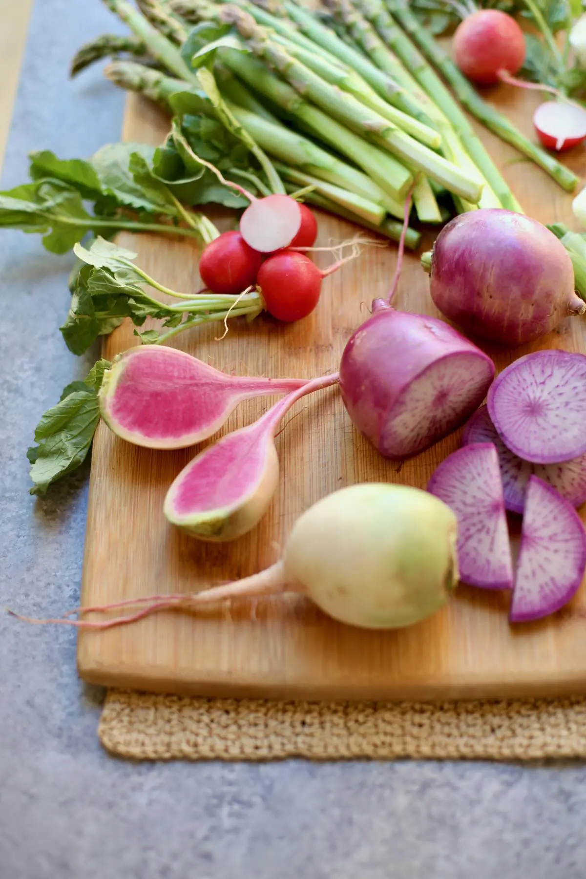 cut vegetables on a cutting board