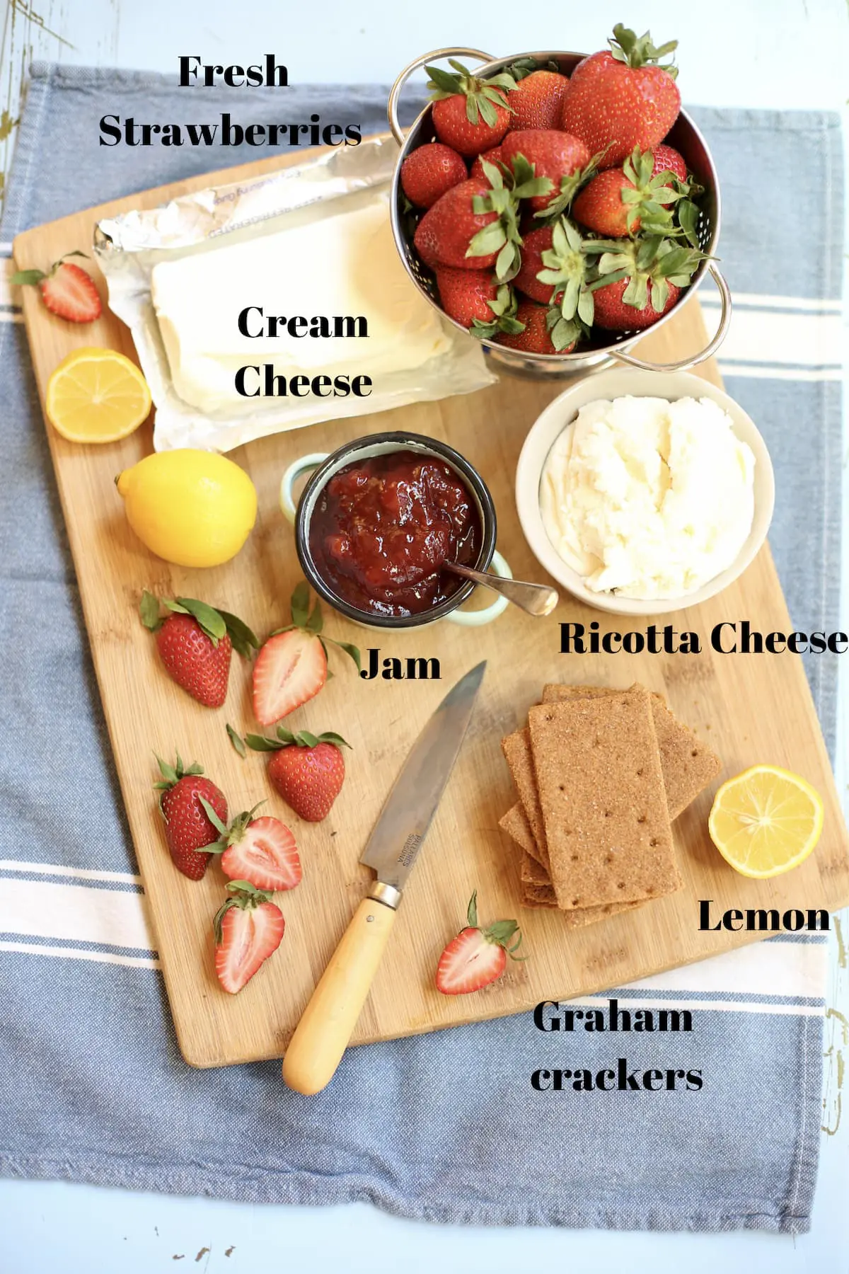 ingredients for strawberry cheesecake