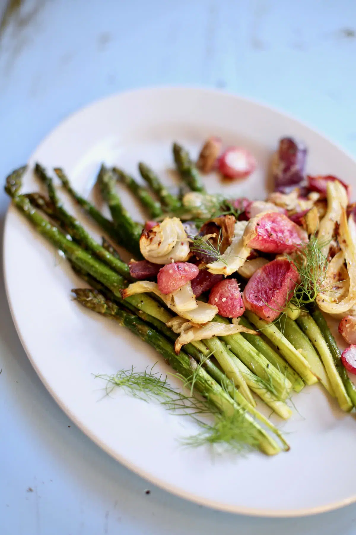 roastvegetables on a white plate