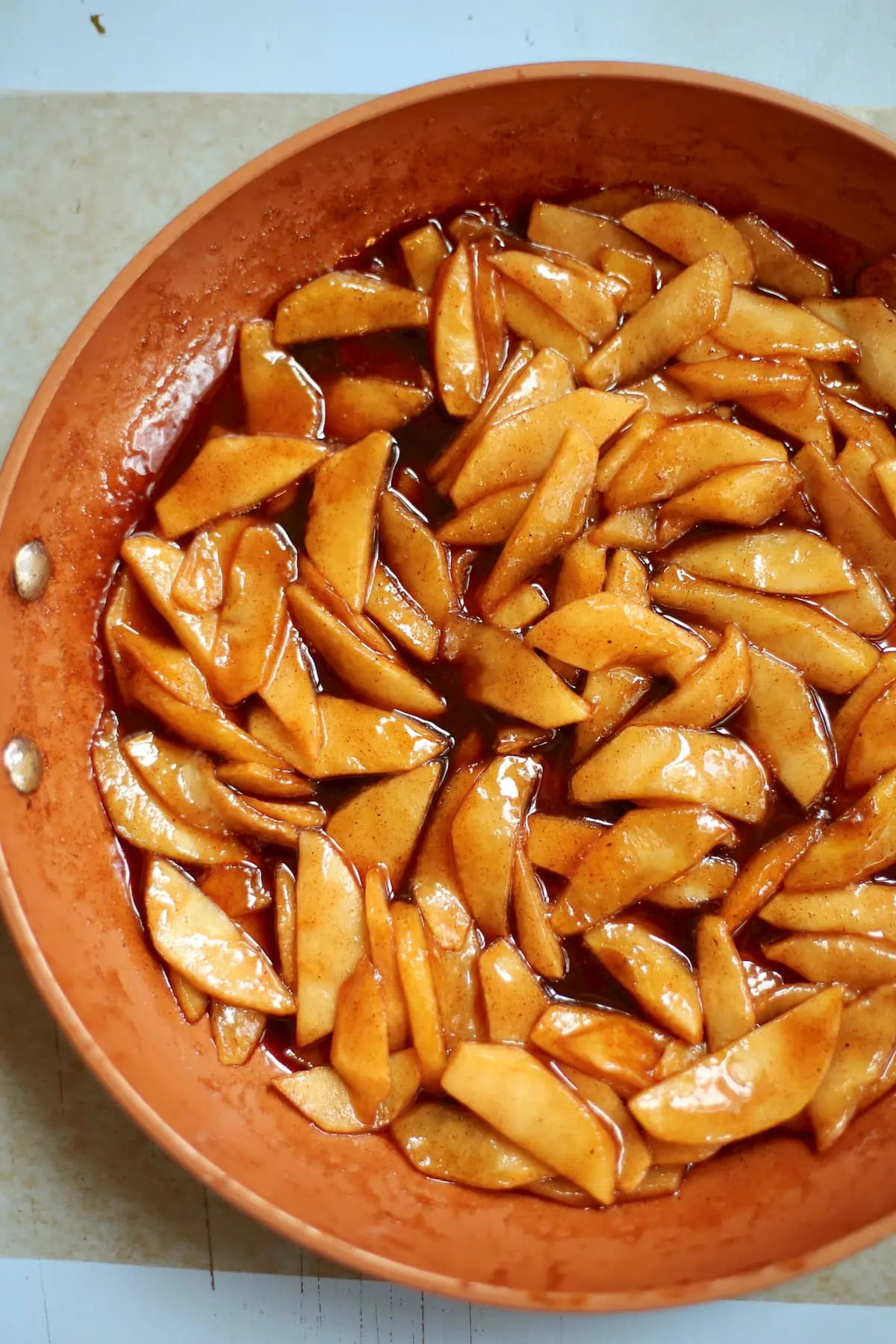 spiced apples in a skillet