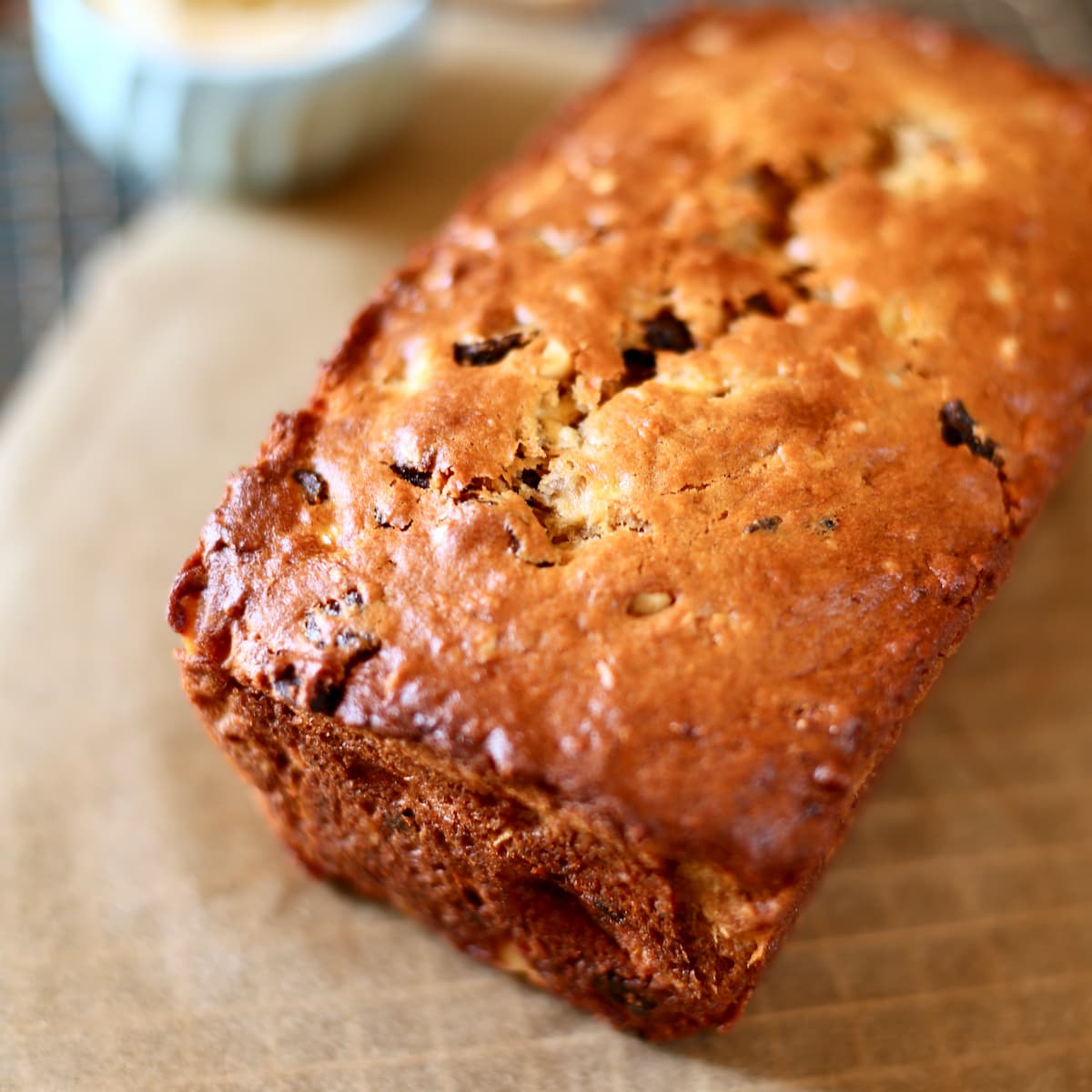 a banana bread on a table.