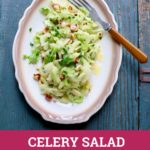 celery salad with pink text