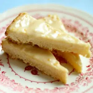 a small plate of lemon shortbread cookies.