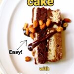 a piece of ice cream cake with peanuts on top with text ovelay saying the recipe name