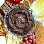 brownie batter hummus on a tray with cookies.