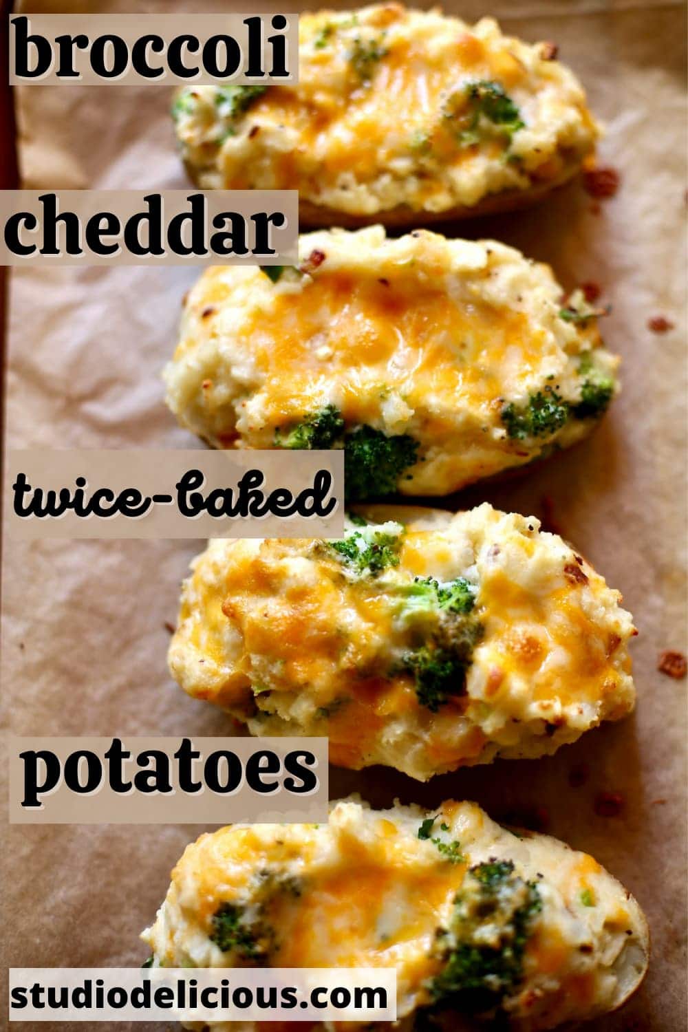 Baked Potatoes with Cheddar and Broccoli - Studio Delicious