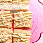 a photo of shortbread with pink background and text overlay.
