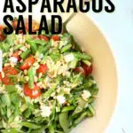 a white bowl of pasta salad with a text overlay saying the recipe name.