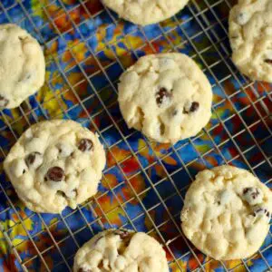 cookies on a rack with a floral background