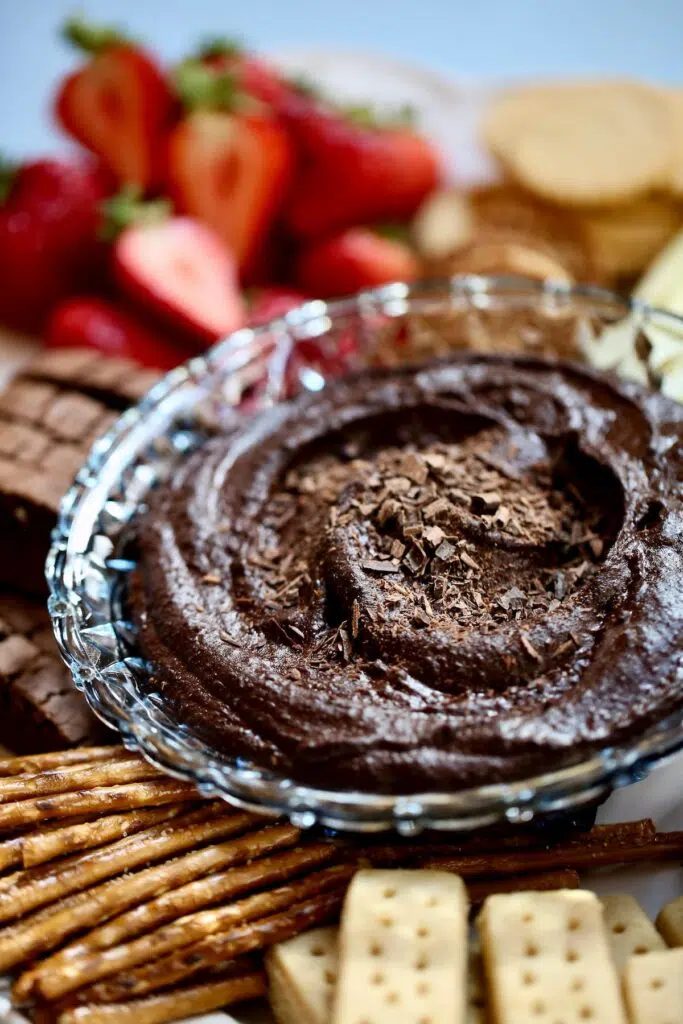 a bowl of chocolate hummus.