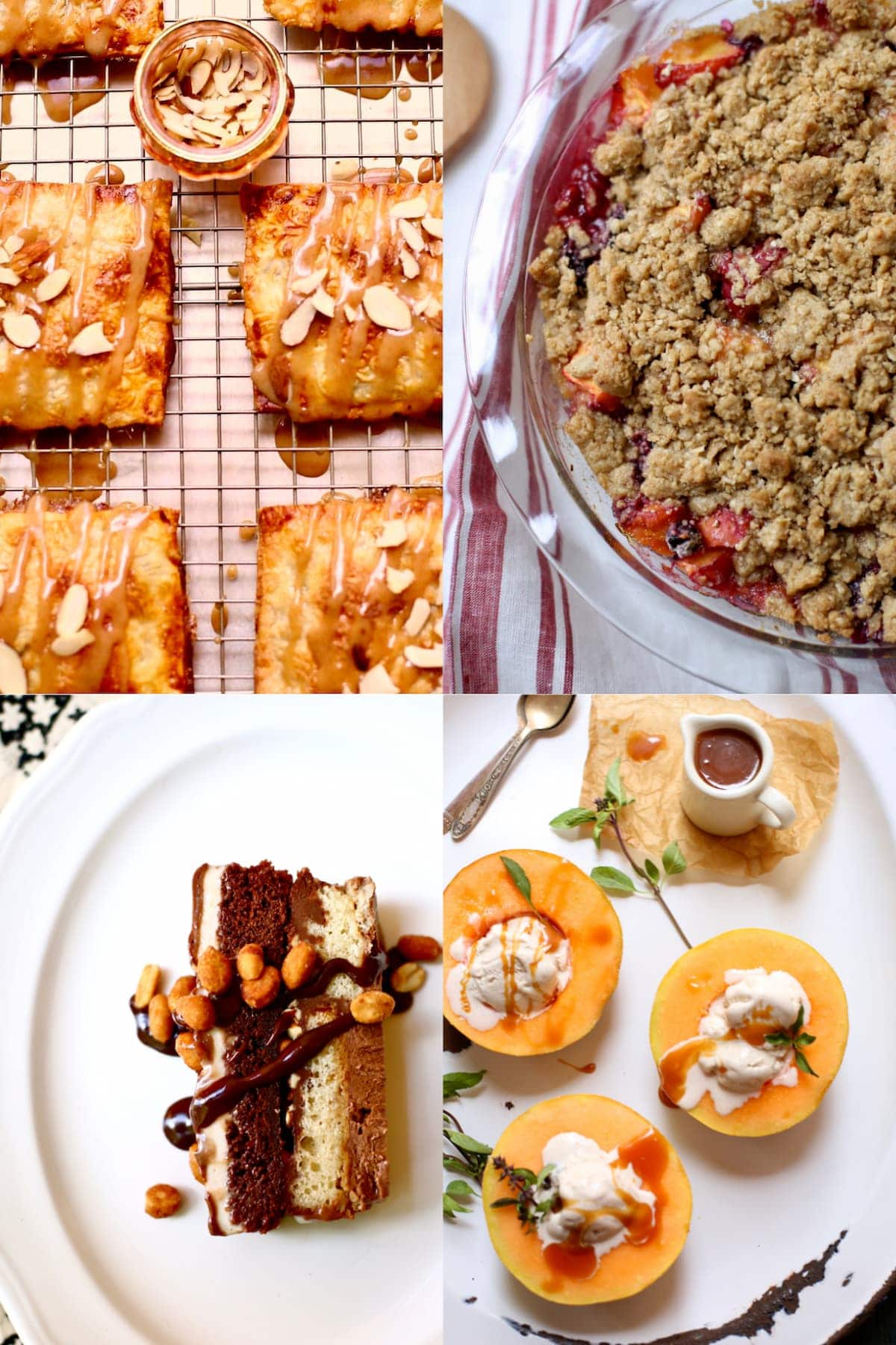 a collage of four dessert photos.