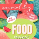 a collage of shapes and text boxes saying recipe types for memorial day.