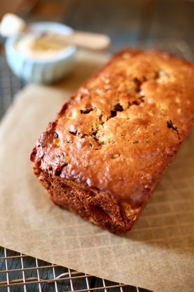 a loaf of banana fig bread.