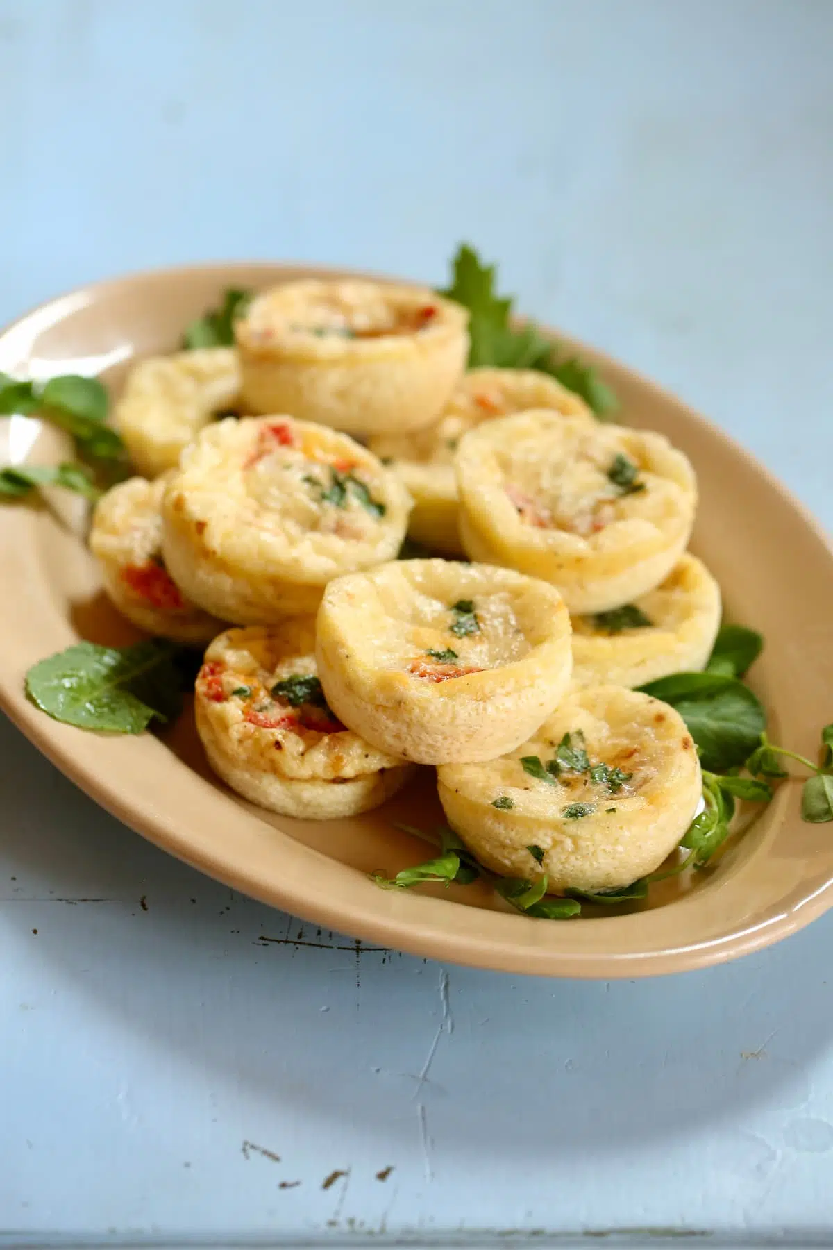 a side view of egg white bites.