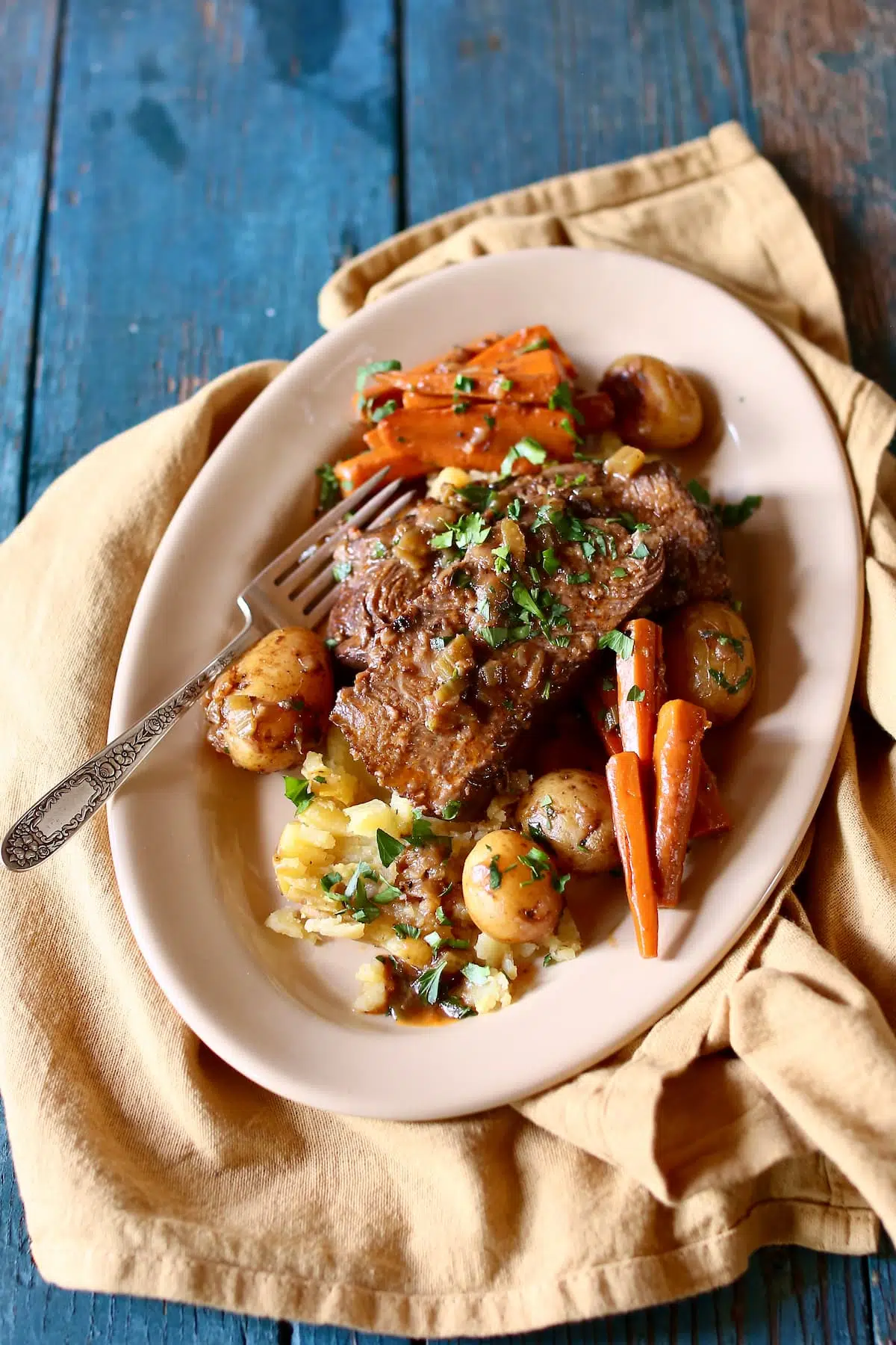 Slow Cooker Red Wine Pot Roast - Sweet and Savory Meals