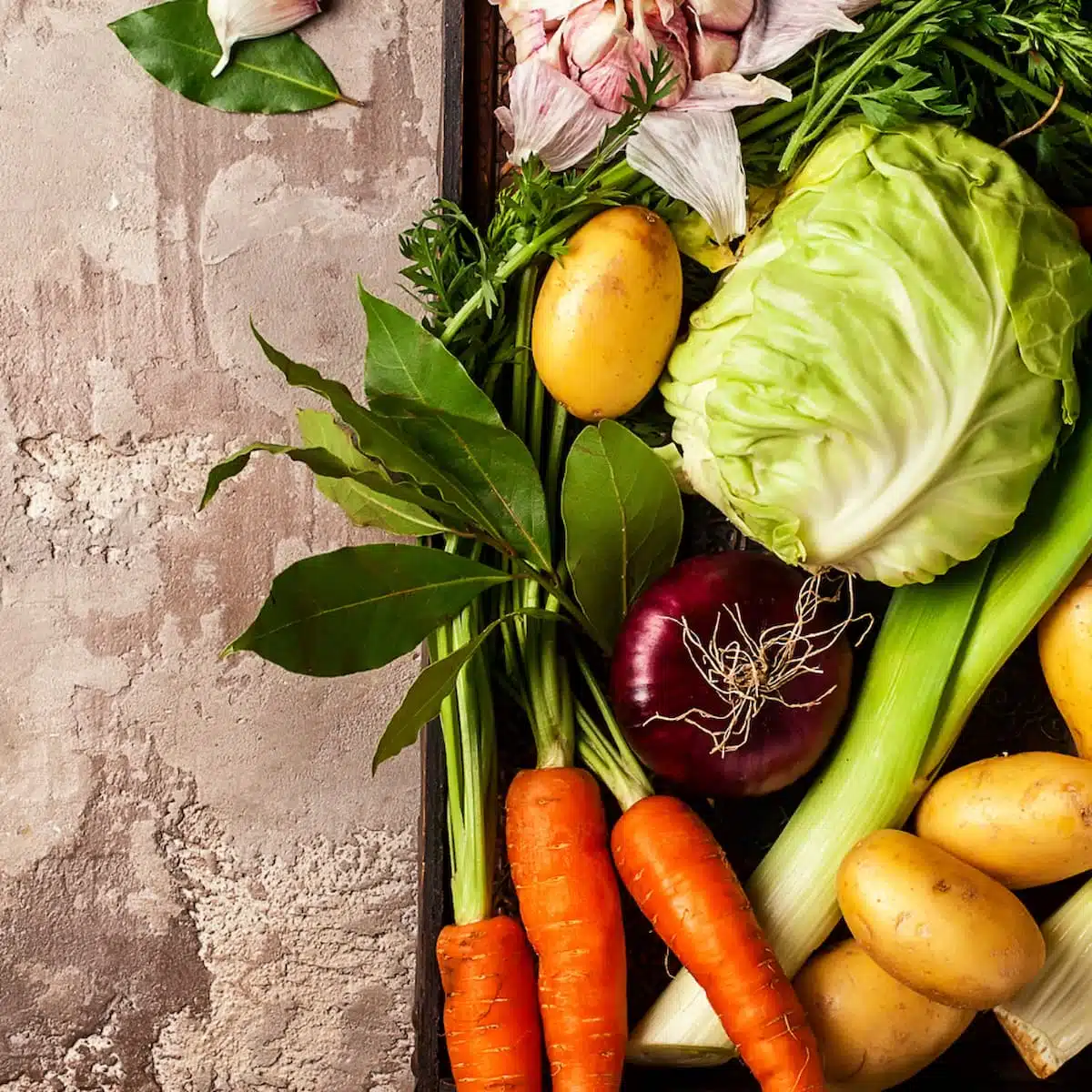 a table with vegetables on it.