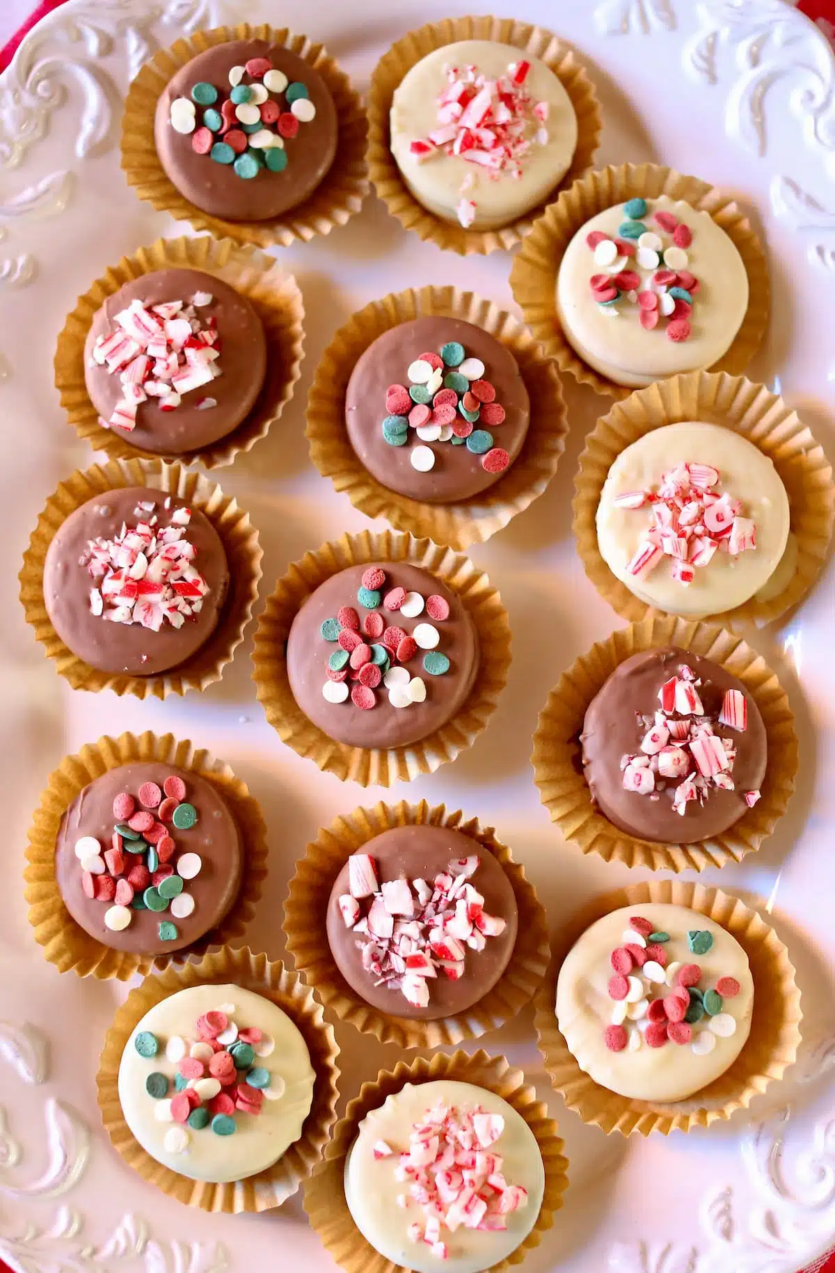 an overhead close-up shot of decorated cookies.