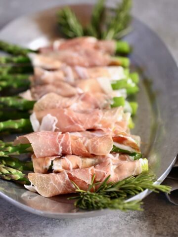 a side view of prosciutto appetizers.