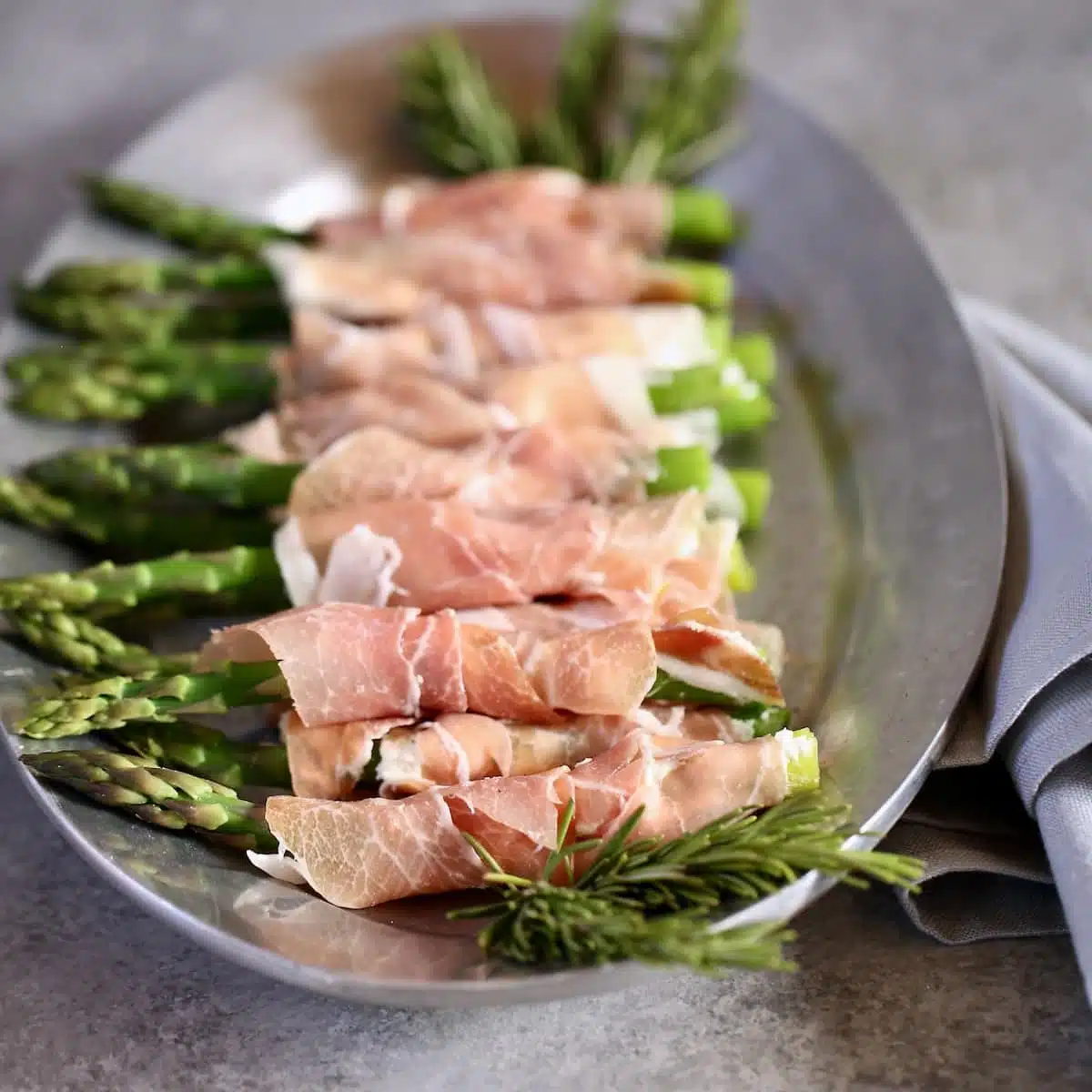 a side view of prosciutto appetizers.