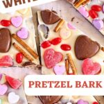 a pinterest photo of white chocolate bark with candy on it.