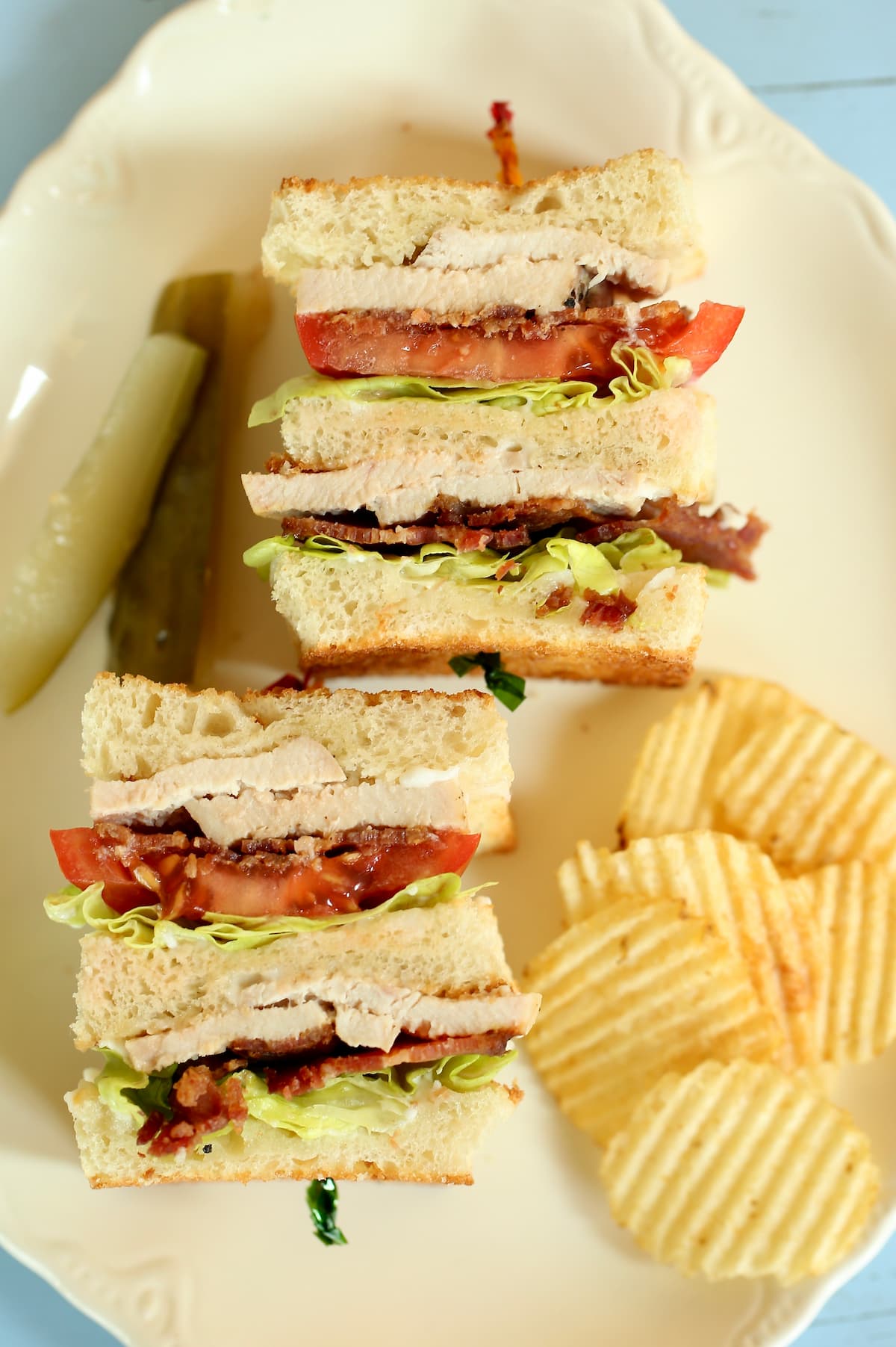 a close up photo of a club sandwich.