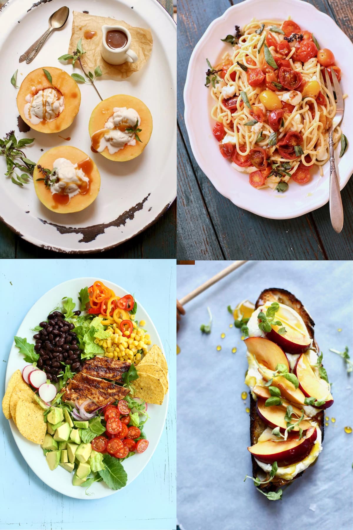 a collage of four food photos.  